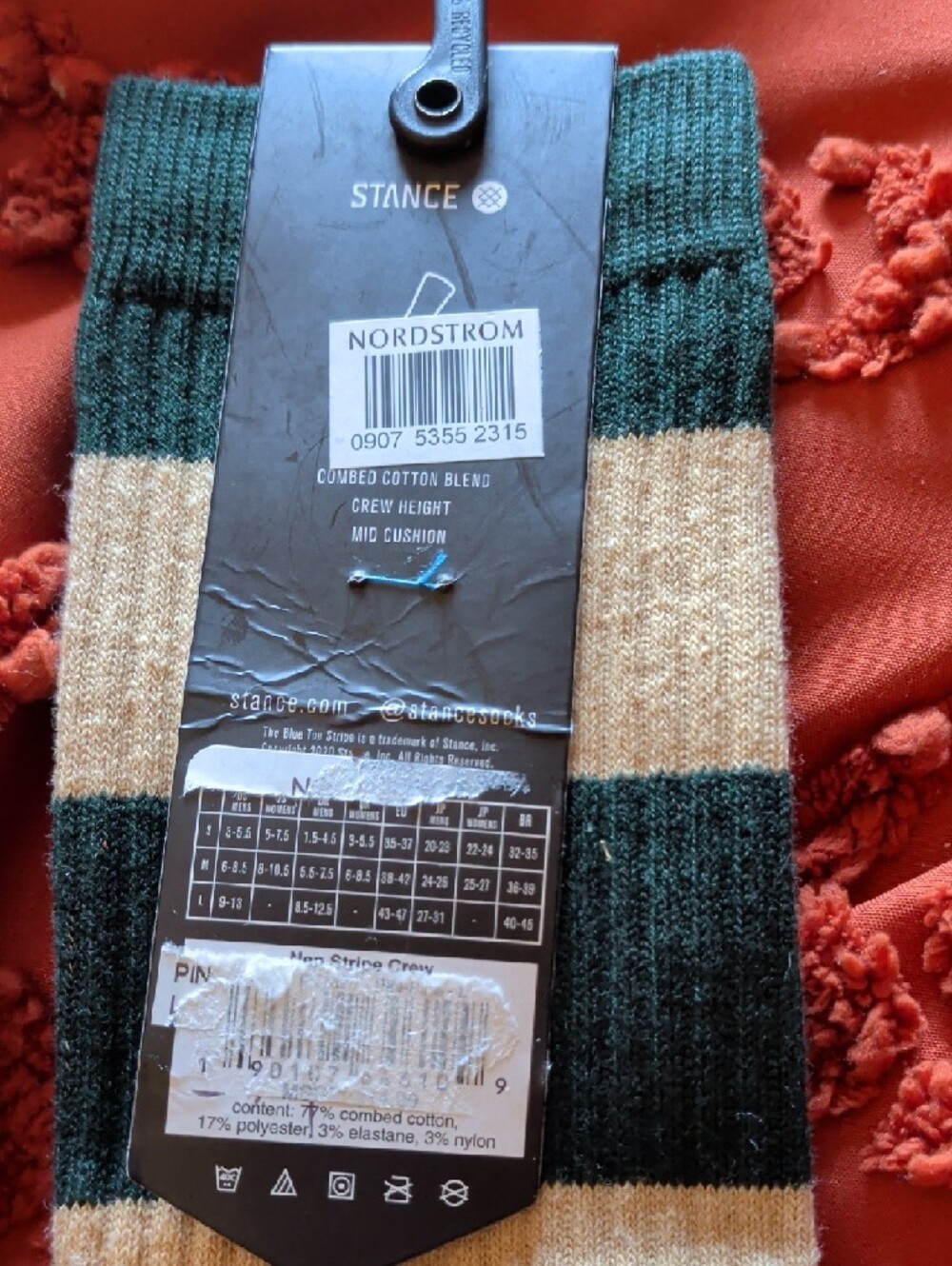 Stance Striped Crew Socks in Green and Cream - Picture 4 of 6